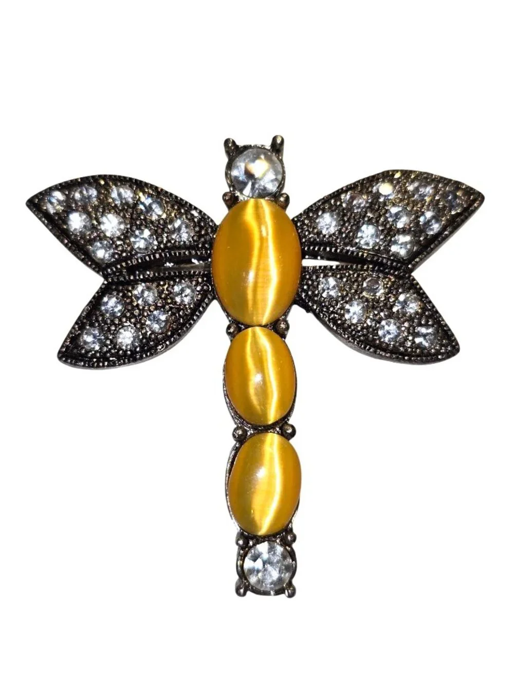 Dragonfly Firefly Liz Claiborne Mixed Metal Silver Gold Brooch 2 Piece Set - Picture 4 of 8